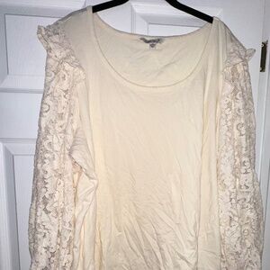 Pioneer Woman Brand Off-White Top – Size 2XL – Lace Sleeves